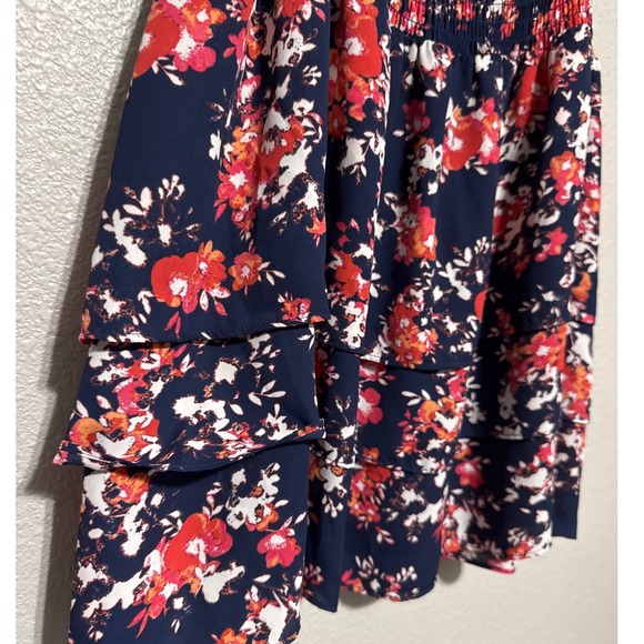 Ariat Floral Ruffle Summer Dress Womens Large Navy Blue Western Boho Rodeo - Picture 4 of 8